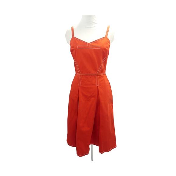 Carolina Herrera Dresses & Skirts - Vintage Carolina Herrera Tomato Red Box Pleated Dress